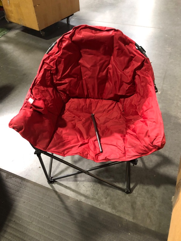 Photo 8 of ***DAMAGED - LEG BROKEN - SEE COMMENTS***
ALPHA CAMP Oversized Camping Chairs Padded Moon Round Chair Saucer Recliner with Folding Cup Holder and Carry Bag Red