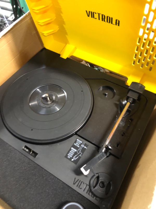 Photo 5 of **UNTESTED/ PARTS MAY BE MISSING**Victrola Revolution GO 3-Speed Bluetooth Portable Rechargeable Record Player with Built-in Speakers | Yellow VSC-750SB-YEL Yellow Record Player