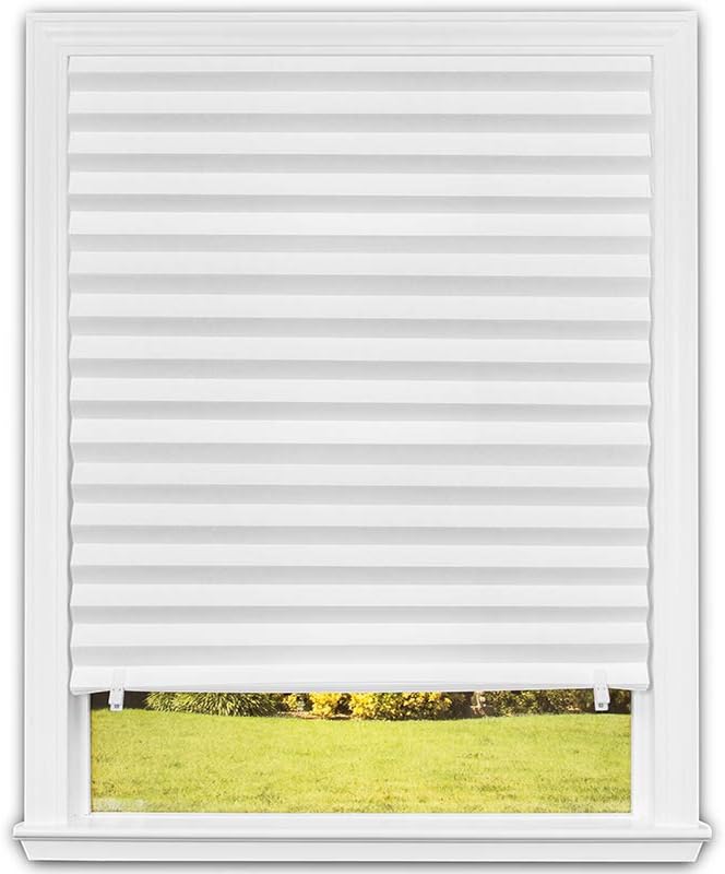 Photo 1 of **PACJAGE SI OPNED**Redi Shade No Tools Original Light Filtering Pleated Paper Shade White, 36 in x 72 in, 4-pack