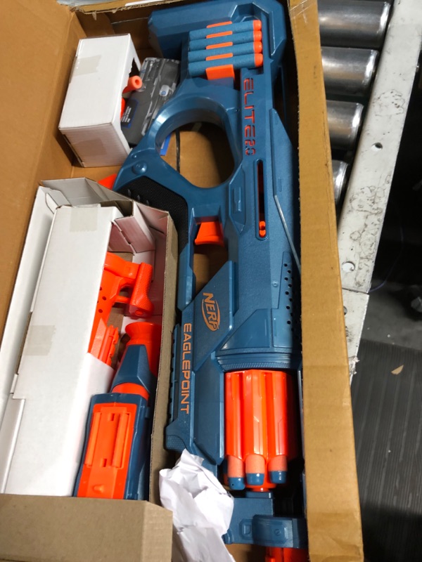 Photo 2 of NERF Elite 2.0 Eaglepoint RD-8 Blaster -- 8-Dart Drum, Detachable Scope and Barrel, 16 Official Elite Darts, Bolt Action Frustration-Free Packaging