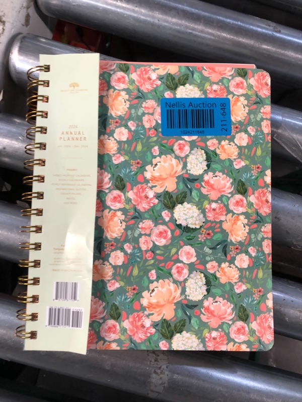 Photo 2 of 2024 Floral Annual Planner by Bright Day, Spiral Bound Dated Agenda Flexible Cover Tabbed Notebook, 8.25 x 6.25