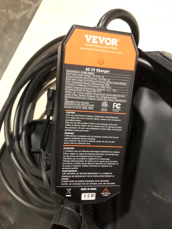 Photo 6 of ***USED - SCUFFED AND SCRAPED - UNABLE TO TEST***
VEVOR Level 1+2 Portable EV Charger, 16 Amp 120V or 240V, 28-Foot Charging Cable