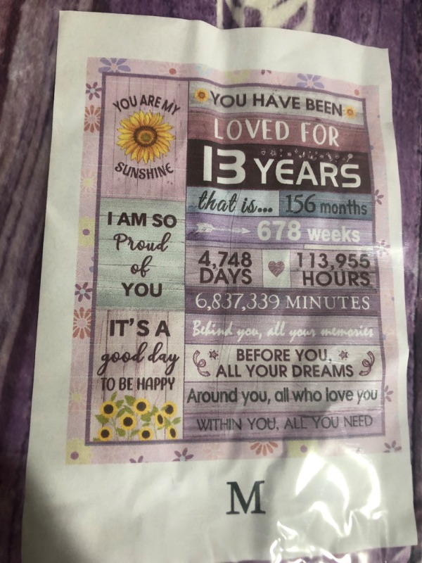 Photo 2 of ****STOCK IMAGE FOR SAMPLE****
13th Birthday Blanket for Girls - Gifts for 13 Year Old Girls 60"x50"