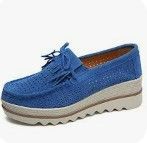 Photo 1 of (READ FULL POST) Women Slip On Loafers Comfort Suede Moccs Wide Low Top Shoes Hollow Out-Royal Blue 2 (6 SIZE) 
