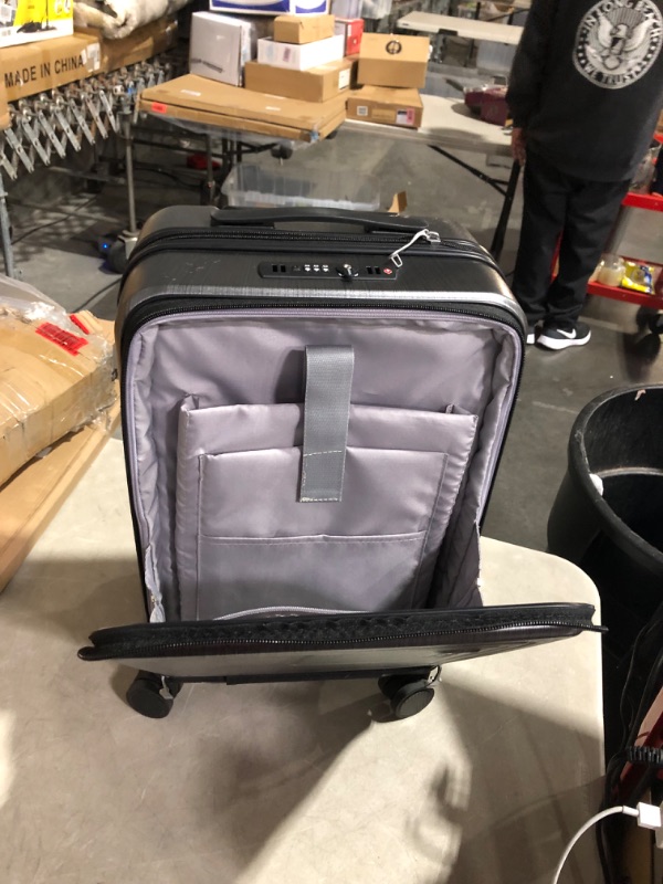 Photo 7 of ***DIRTY - SCUFFED AND SCRAPED - DEFAULT CODE IS 0-0-0***
LUGGEX Carry On Luggage with Front Pocket, Polycarbonate Hard Suitcases with Wheels, Brushed Graphite Style Charcoal 20 Inches