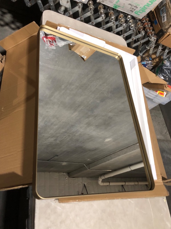 Photo 1 of ***USED***
TokeShimi Gold Bathroom Mirror for Wall 24 x 36 Inch Brushed Brass Metal Rounded Corner