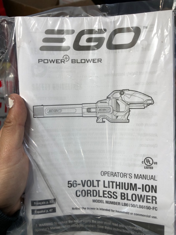 Photo 2 of [FOR PARTS, ITEM ONLY COMES WITH BATTERY AND CHARGER] NONREFUNDABLE
EGO POWER+ 56-volt 615-CFM 170-MPH Battery Handheld Leaf Blower 2.5 Ah