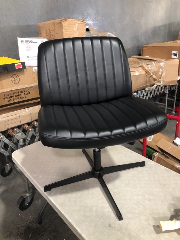 Photo 2 of ***USED - NO WHEELS - SEE PICTURES - PREASSEMBLED - NO PACKAGING***
Armless Wide Seat Office Chair, Criss Cross Legged Desk 