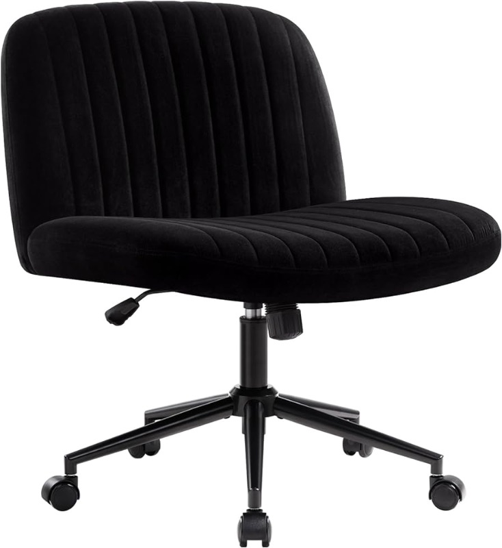 Photo 1 of ***USED - NO WHEELS - SEE PICTURES - PREASSEMBLED - NO PACKAGING***
Armless Wide Seat Office Chair, Criss Cross Legged Desk 