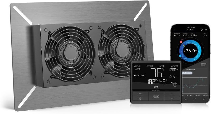 Photo 1 of AC Infinity AIRTITAN T7, Ventilation Fan 12" with Temperature Humidity WiFi Controller, EC Motor for Crawl Space, Basement, Garage, Attic, Hydroponics, Grow Tents Medium, Smart Controller