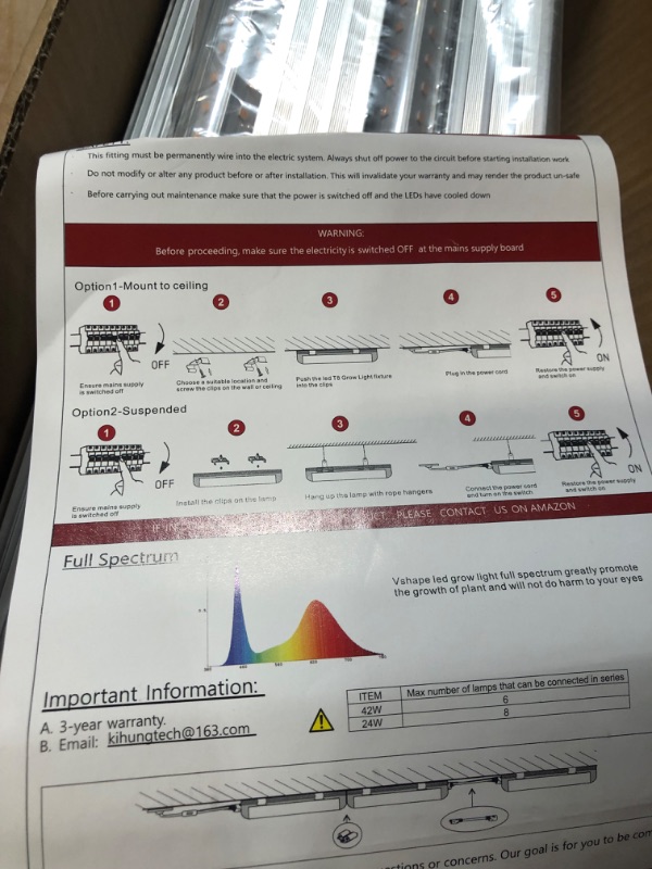 Photo 2 of (8-Pack) LED Grow Light, T8 Grow Lights 2FT, 192W(8×24W) High Intensity Full Spectrum Indoor Grow Lights with High PPFD Value, Grow Lights for Indoor Plants, Seed Starting, Succulent, Vegetables 2FT-24W