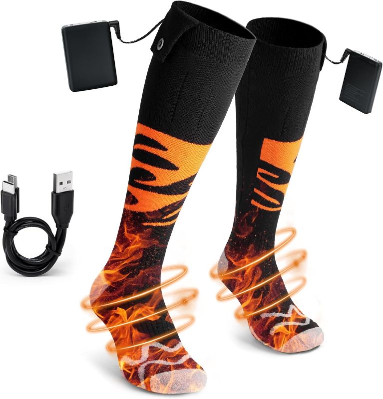 Photo 1 of 2023 Upgraded Heated Socks for Men Women, 5000mAH Rechargeable Battery Electric Socks