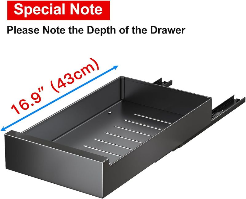 Photo 1 of ***PARTS ONLY/NON-RETURNABLE* MISSING HARDWARE***
SINGLE Pull Out Cabinet Organizer Fixed With Adhesive Nano Film, Heavy Duty Storage and Drawer 13.8" W x 16.9"D x 3.1"H  BLACK