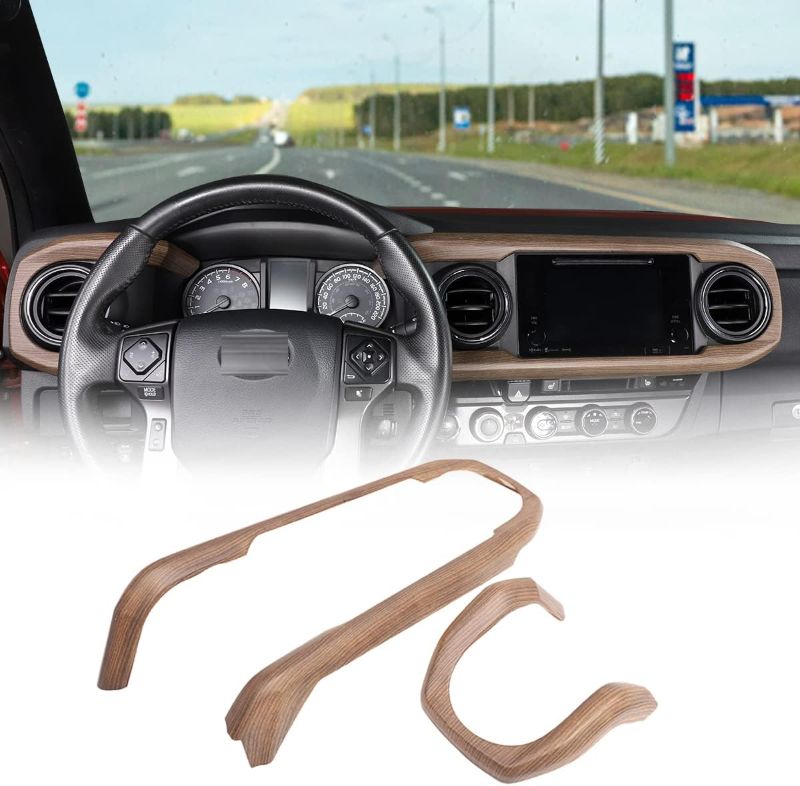 Photo 1 of CHEAYAR Center Console Dashboard Panel Trim Interior Decoration Accessories Compatible for Toyota Tacoma 16-21 Center Consoles Dash Board Trim Made of ABS PEAR WOOD GRAIN 