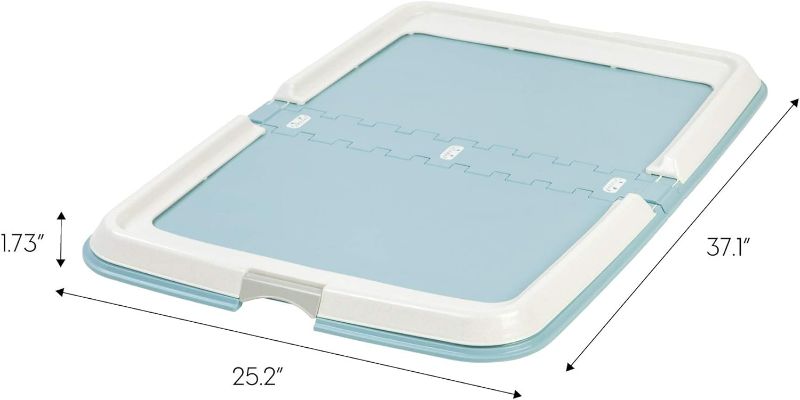 Photo 3 of (READ FULL POST) IRIS USA Pee Pad Holder for Puppy Pads, Dog Pad Holder, Pee Pad Tray for Training Pads, Holds Pads 23x35 or Larger, Blue Holds 23.5" x 35.5" Blue