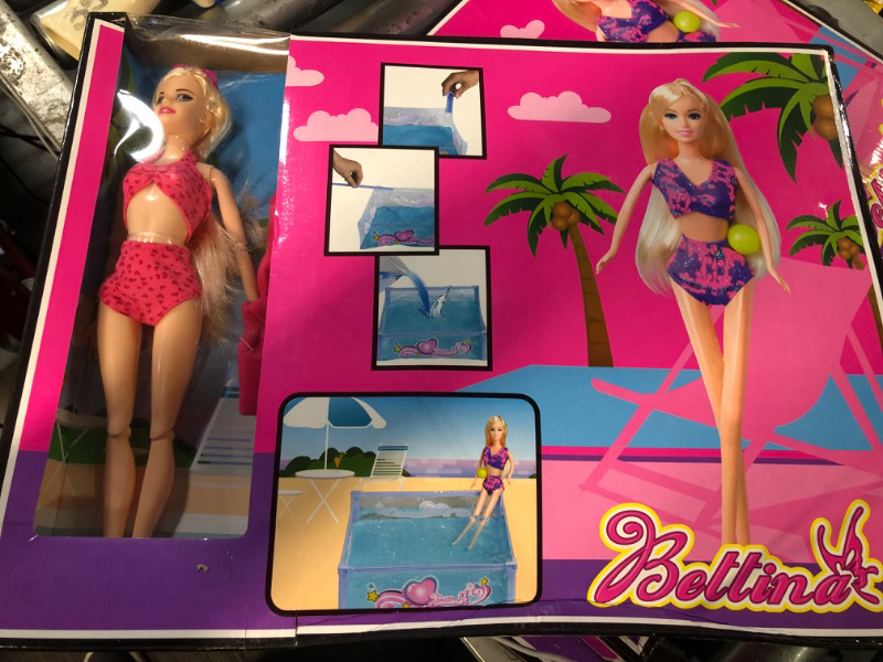 Photo 2 of Beach Doll Glam Pool Playset with Slide, Toys for Pool, Bath or Lake, Bath Toys for Girls, Water Toys Gifts for 3 to 7 Year Olds