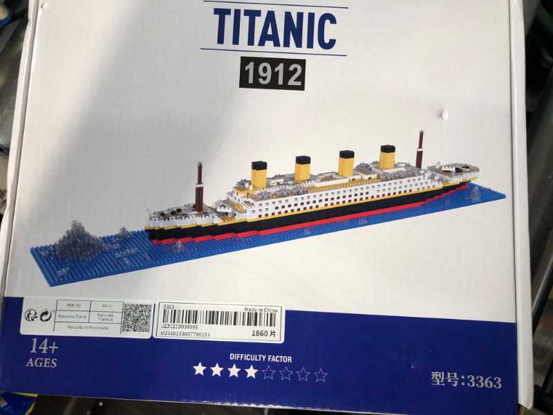 Photo 2 of *STOCK IMG AS REF* Titanic Model Building Set Micro Blocks Cruise Ship Modle Kit, a DIY Mini Bricks for Adults and Toys Gifts for Kids (1872 Pieces)