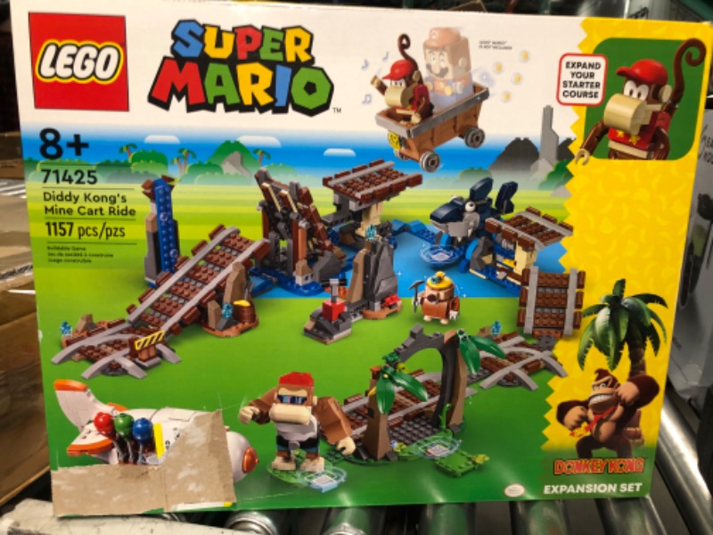 Photo 2 of *MISSING INSTRUCTIONS* LEGO Super Mario Diddy Kong's Mine Cart Ride Expansion Set 71425, Collectible Building Toy with Brick Built Funky Kong Figure, Super Mario Gift Set for Kids Ages 8-10 to Combine with a Starter Course