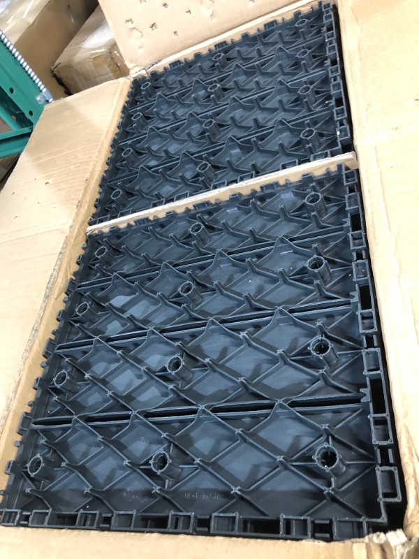 Photo 2 of 38 sq. ft Interlocking Deck Tiles, 12" x 12" 38pcs All Weather Plastic Imitation Wood Pattern, Dark Grey 12" x 12" x 0.75" Darkgrey 38