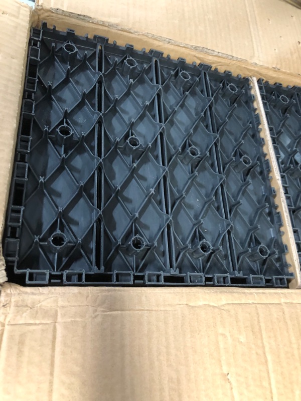 Photo 3 of 38 sq. ft Interlocking Deck Tiles, 12" x 12" 38pcs All Weather Plastic Imitation Wood Pattern, Dark Grey 12" x 12" x 0.75" Darkgrey 38