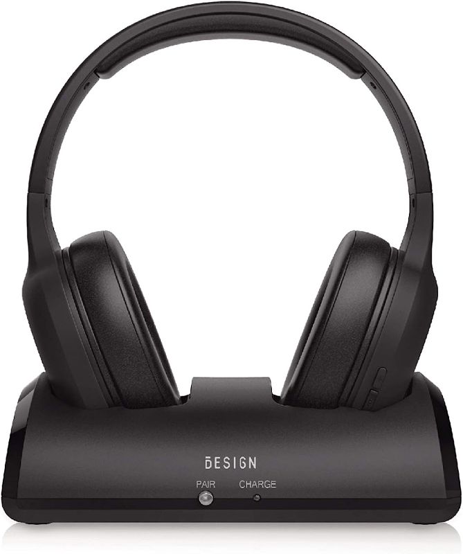 Photo 1 of BESIGN BTH01 Wireless Headphones for TV Watching with Bluetooth Transmitter Charging Dock, Full Black