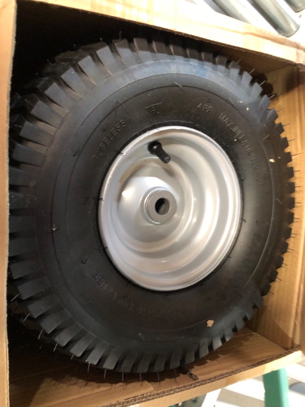 Photo 1 of 15x6.00-6 lawn mower tires,4 Ply Tubeless Front Tire Assembly Replacement for Craftsman Mower,570lbs Capacity,(2 Pack)