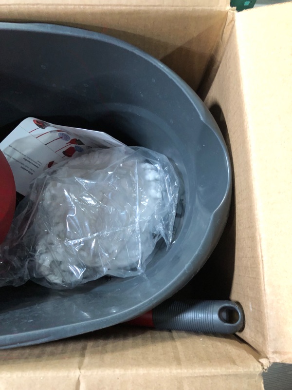 Photo 4 of *DAMAGED* O-Cedar EasyWring Microfiber Spin Mop, Bucket Floor Cleaning System, Red, Gray Spin Mop & Bucket