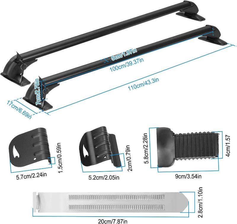 Photo 4 of (READ FULL POST) Universal Roof Rack Crossbars, 43" Aluminum Crossbars with Anti-Theft Lock Adjustable Window Frame, 165LBS Capacity Black