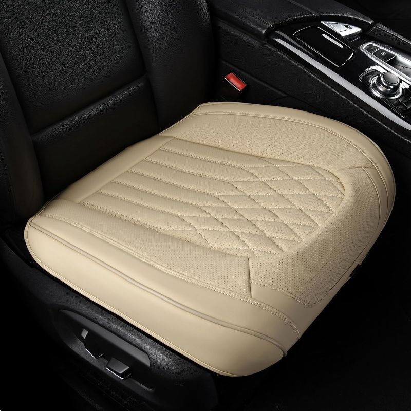 Photo 1 of 2 Pack Front Car Seat Bottom Covers, Universal Auto Seat Cushions, Nappa Leather Full Wrapping Edge Compatible with Most of Vehicles - SUVs/Sedans/Pickup Trucks, Beige