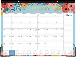 Photo 1 of Desk Calendar 2024 - Large Desk Calendar 2024, January. 2024 - December 2024, 22" x 17", 12 Monthly Desk Calendar with Corner Protectors, Large Ruled Blocks & 2 Hanging Hooks - Blue Floral
