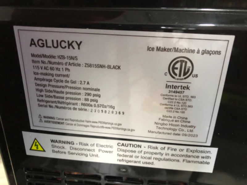 Photo 3 of ***USED - POWERS ON - UNABLE TO TEST FURTHER***
Nugget Countertop Ice Maker with Soft Chewable Pellet Ice, Pebble Portable Ice Machine, 34lbs Per Day Stainless Steel Black 1