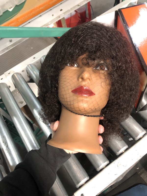 Photo 1 of Hairingrid Mannequin Head African American with 100% Human Hair Cosmetology Afro Hair Manikin Head for Practice Styling Braiding and Free Clamp Holder (R72026B0210H) 10 Inch