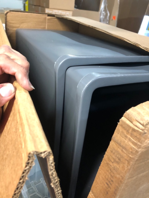 Photo 1 of Square Commercial Trash/Garbage Can | Outdoor/Office/Restaurant/School/Kitchen (35 Gallon, Gray) 35 Gallon Gray