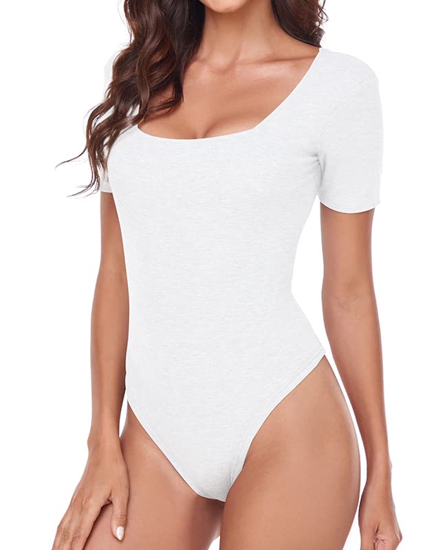 Photo 1 of **NON-REFUNDABLE PACK OF 2** ADANIKI Women Round Neck Short Sleeve Bodysuit White Large