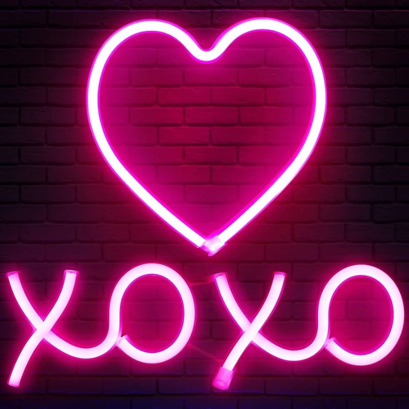 Photo 1 of Amylove 2 Pcs Pink Heart and XOXO Neon Sign 