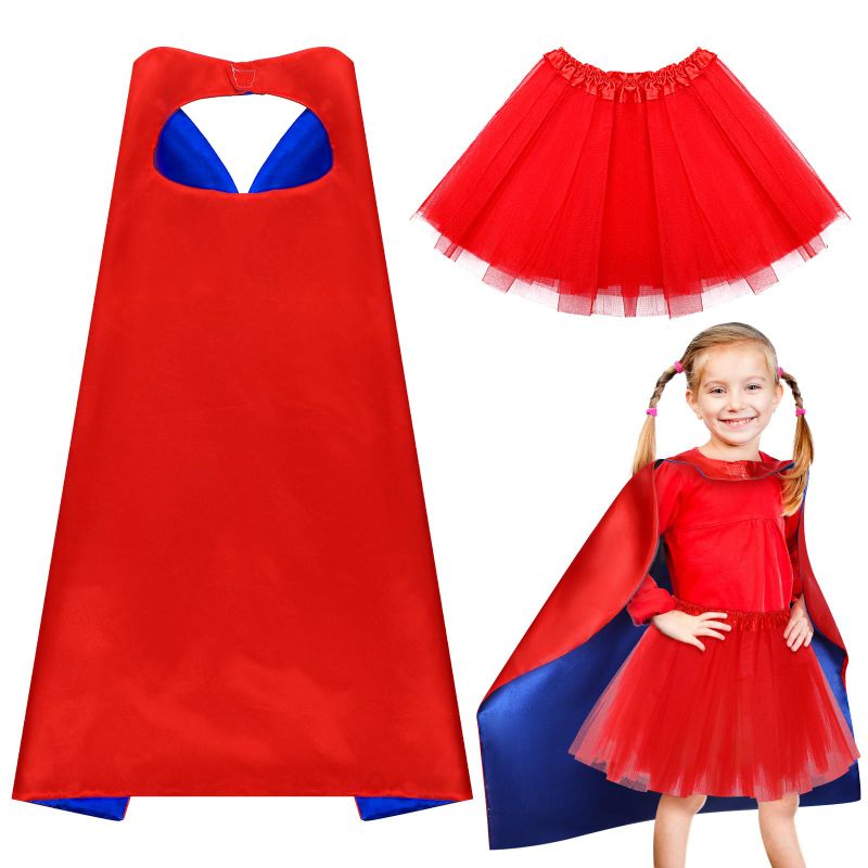 Photo 1 of **NON-REFUNDABLE PACK OF 2** Vabean 2 Pcs Hero Costumes Red Super Capes and Tutu Skirt