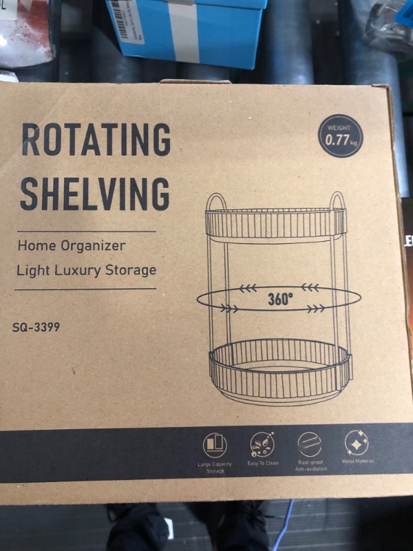 Photo 1 of 360 Rotating Makeup Organizer Countertop Vanity Gold 2 Tiers