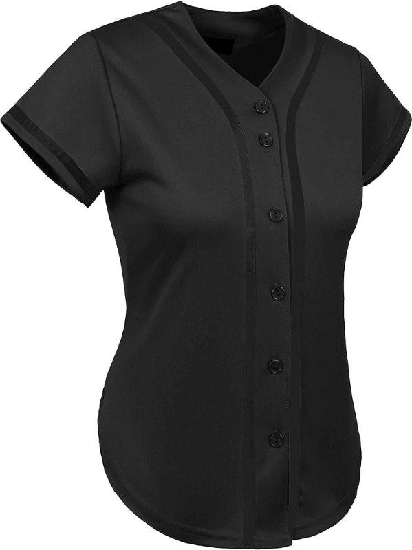 Photo 1 of **STOCK IMAGE FOR REFERENCE** Hat and Beyond Womens Baseball Jersey Button Down Tee Short Sleeve