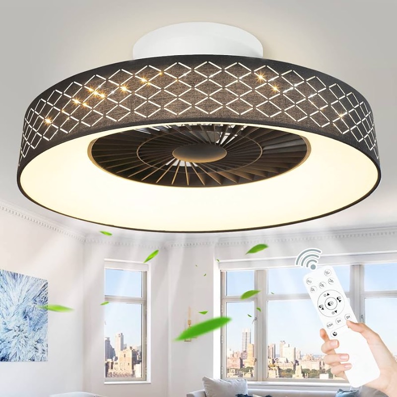 Photo 1 of DLLT Remote Ceiling Fan with Led Light, 40W Modern Dimmable Ceiling Fan