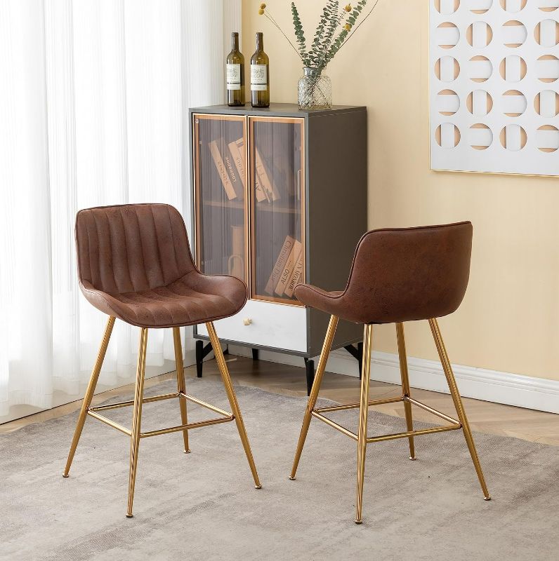 Photo 1 of ***USED - LIKELY MISSING PARTS - UNABLE TO VERIFY FUNCTIONALITY***
Sidanli Brown Velvet Bar Stools-Set of 2, 24 Inch Bar Stools for Kitchen Counter. 24" BROWN Brown