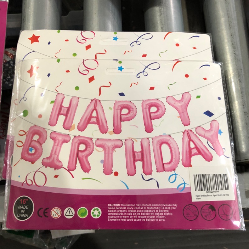Photo 2 of **NON-REFUNDABLE PACK OF 2** Happy Birthday Banner 3D Baloon Lettering Mylar Foil Lettering