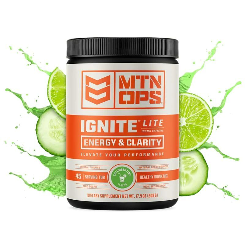 Photo 1 of **NON-REFUNDABLE FOOD PRODUCT** MTN OPS Ignite Lite Supercharged Energy Drink Mix - 100mg Caffeine Cucumber Lime Flavor