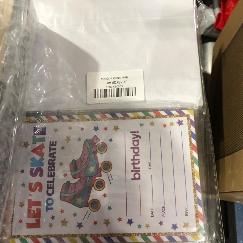 Photo 1 of **NON-REFUNDABLE PACK OF 2** Let's Skate!Birthday Invitations, Roller Skate Double-Sided 