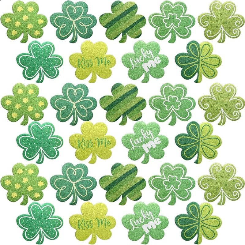 Photo 1 of **NON-REFUNDABLE PACK OF 2** St. Patrick's Day Glitter Shamrocks Cutout Stickers 27PCS 