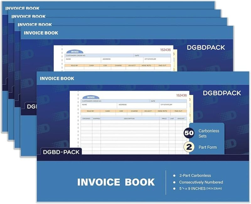 Photo 1 of Invoice Book 5 Pack, 2 Part Carbonless Invoices