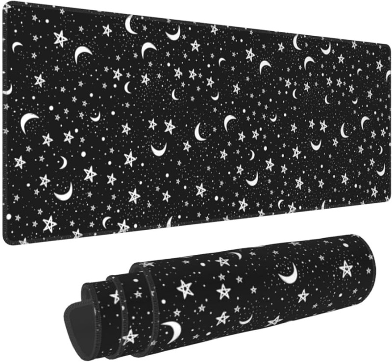 Photo 1 of **STOCK IMAGE FOR REFERENCE** Moon Star Black White Mouse Pad XL Extended Mat