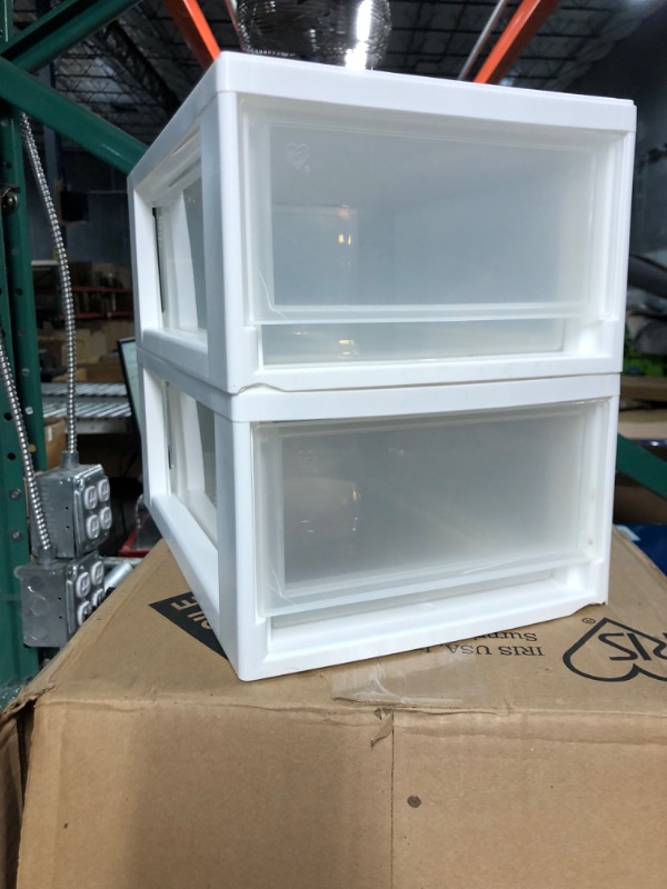 Photo 1 of IRIS USA Stackable Storage Drawer, Plastic Drawer Organizer with Clear Doors for Pantry, Bedroom, Closet, Desk, Kitchen, Home and Office De-Clutter, Store Under-Sink, Shoes and Crafts - White, 8 Pack White 6 Qt. -8 Pack Drawer