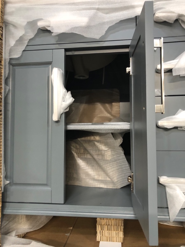 Photo 5 of *GRAY NOT WHITE* allen + roth Roveland 36-in Light Gray Undermount Single Sink Bathroom Vanity with Carrara Natural Marble Top
