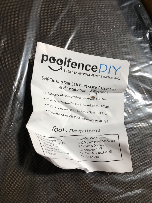 Photo 1 of ***USED - LIKELY MISSING PARTS - UNABLE TO VERIFY FUNCTIONALITY***
2.5 ft. W x 4 ft. H Pool Fence DIY Gate in Black with Self-Closing, Self-Latching Hardware and Flat Top