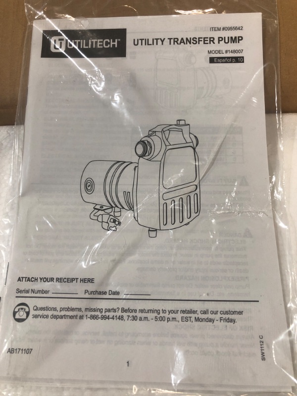 Photo 1 of Utilitech 0.5-HPCast Iron Electric Utility Pump 148007